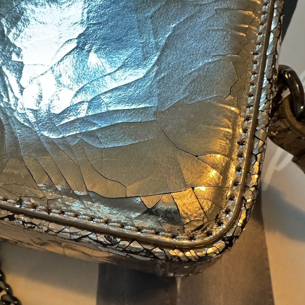 Banana Republic real leather metallic Silver Crossbody Bag - Picture 7 of 8
